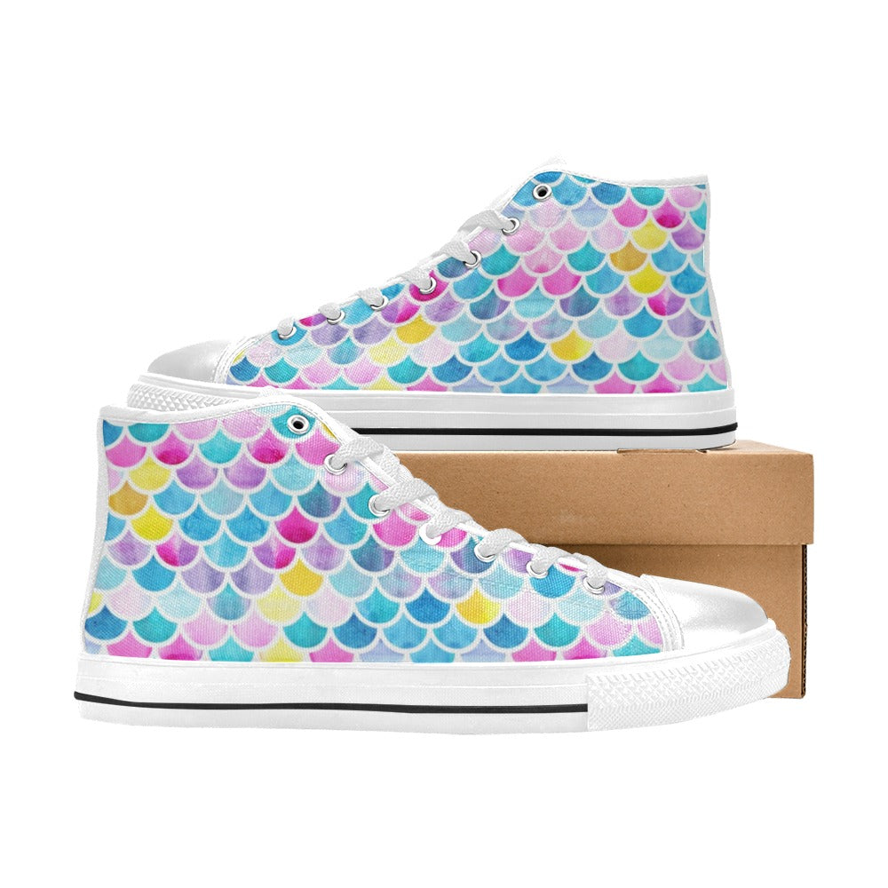 Scales Print Design LKS402 Men's High Top Canvas Shoes