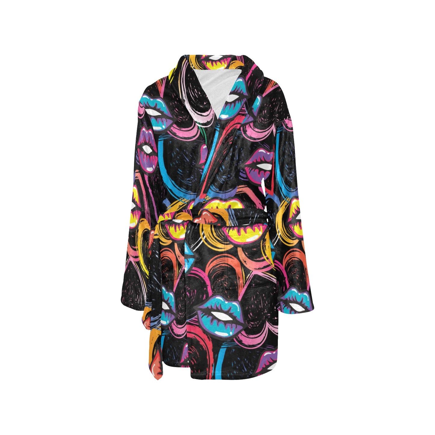 Pop Art Lip Pattern Print Design A03 Women's Fleece Robe