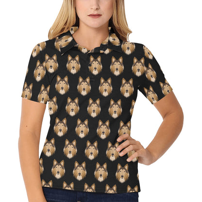 Collies Pattern Print Design 01 Women's Polo Shirt