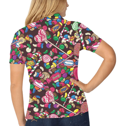 Candy Pattern Print Design CA02 Women's Polo Shirt