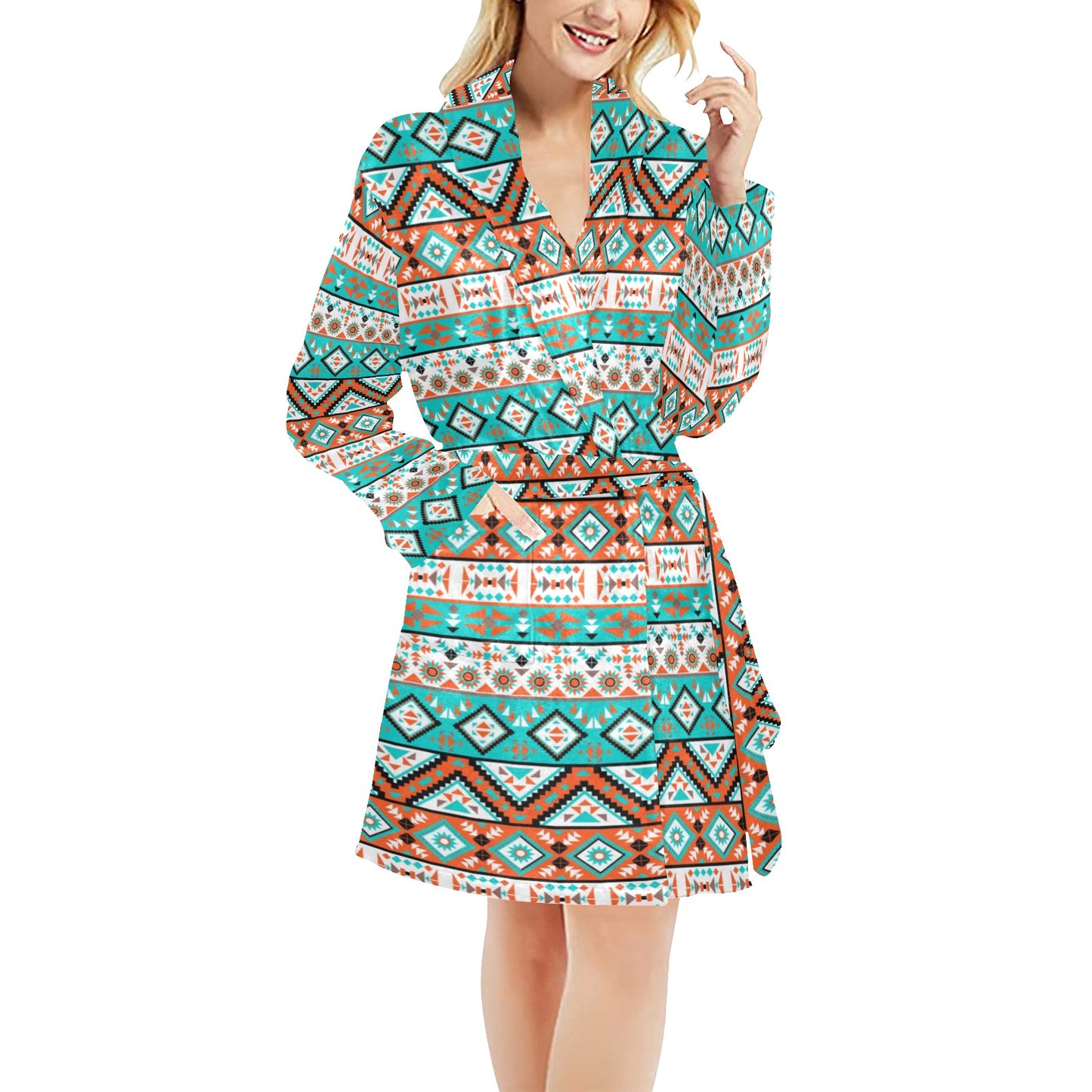 Navajo Style Print Pattern Women's Fleece Robe
