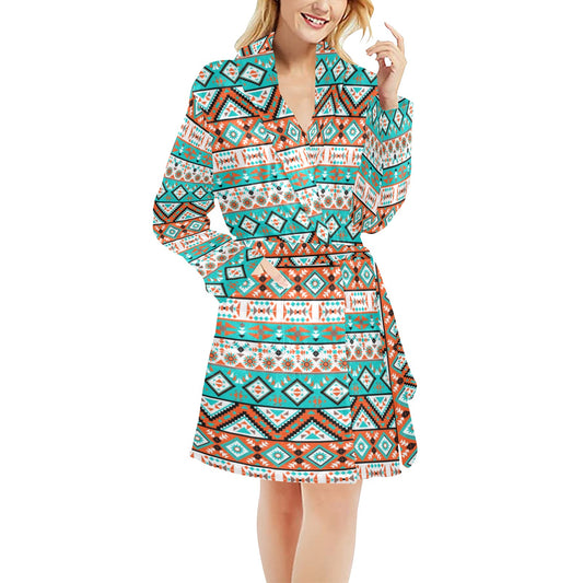 Navajo Style Print Pattern Women's Fleece Robe