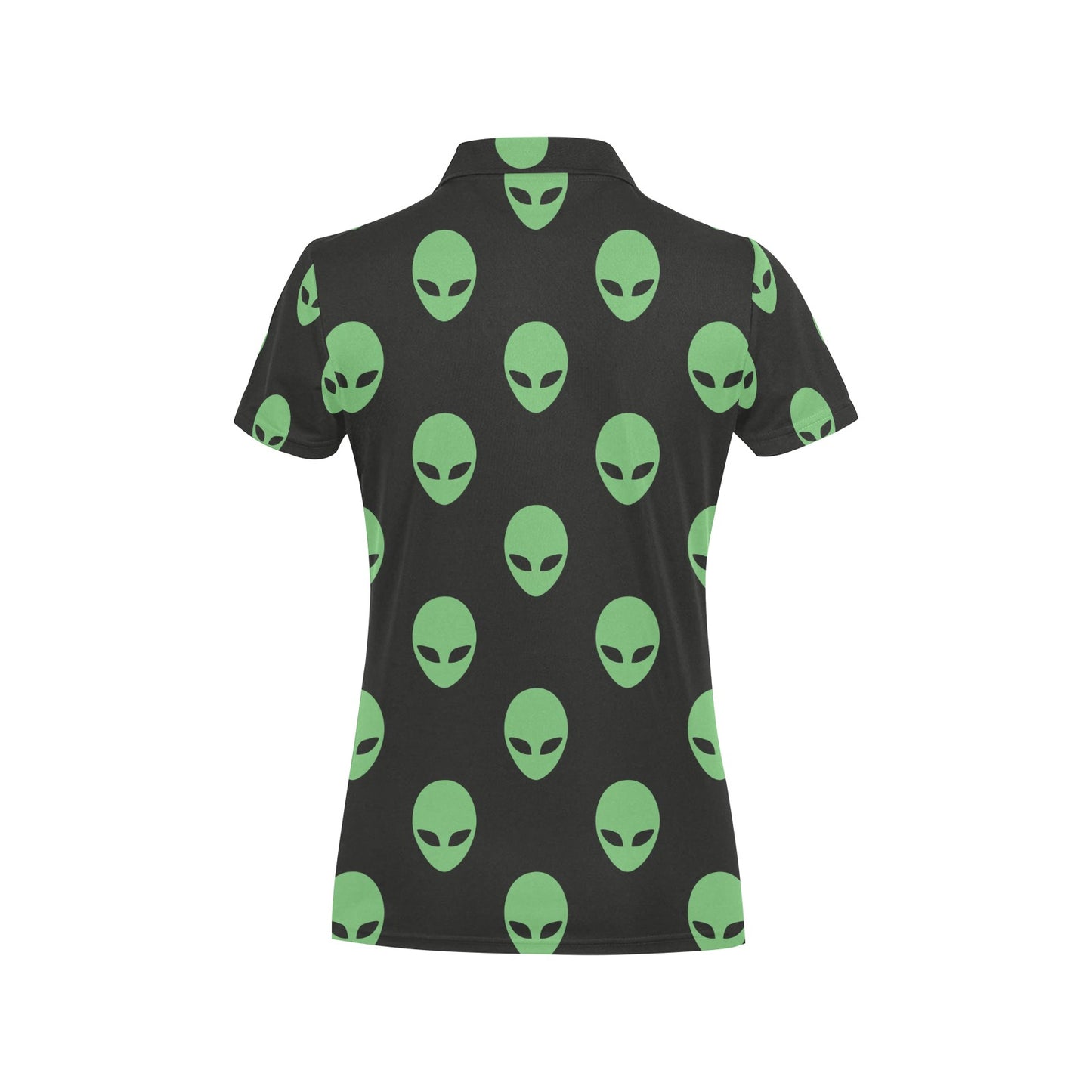 Alien Green Neon Pattern Print Design 01 Women's Polo Shirt