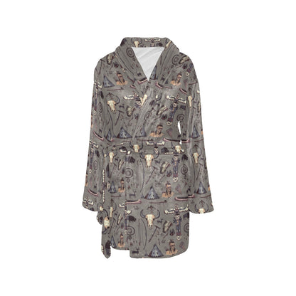 Native Indian life Design Print Women's Fleece Robe