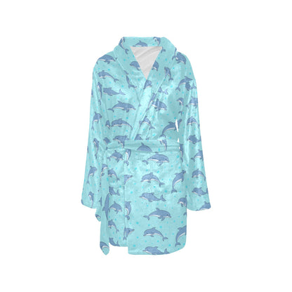 Dolphin Baby Cute Print Pattern Women's Fleece Robe