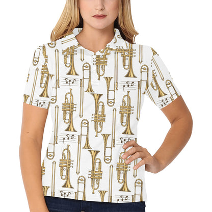 Trombone Pattern Print Design 04 Women's Polo Shirt