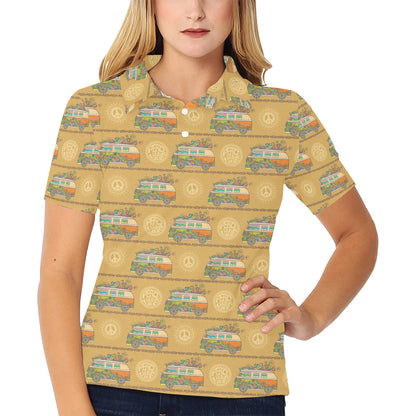 Hippie Van Print Design LKS304 Women's Polo Shirt