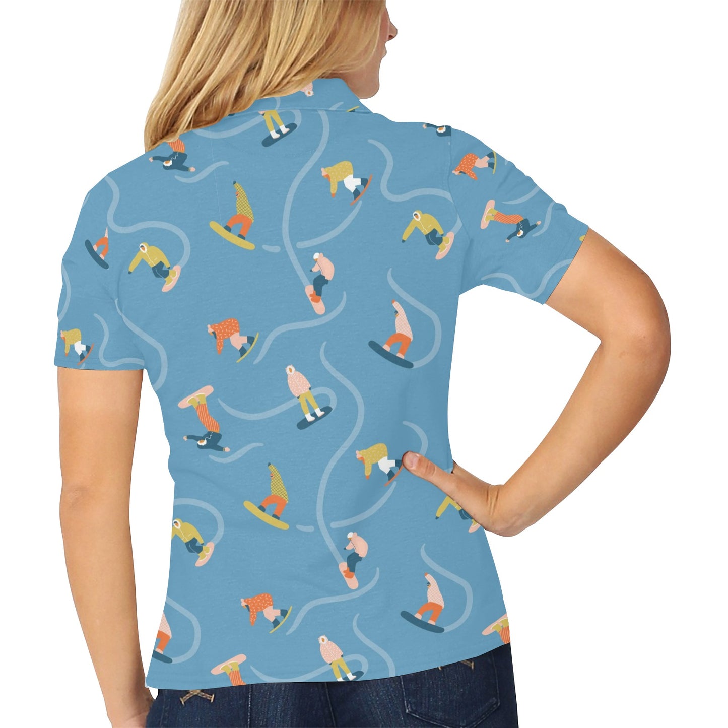 Snowboard Print Design LKS303 Women's Polo Shirt