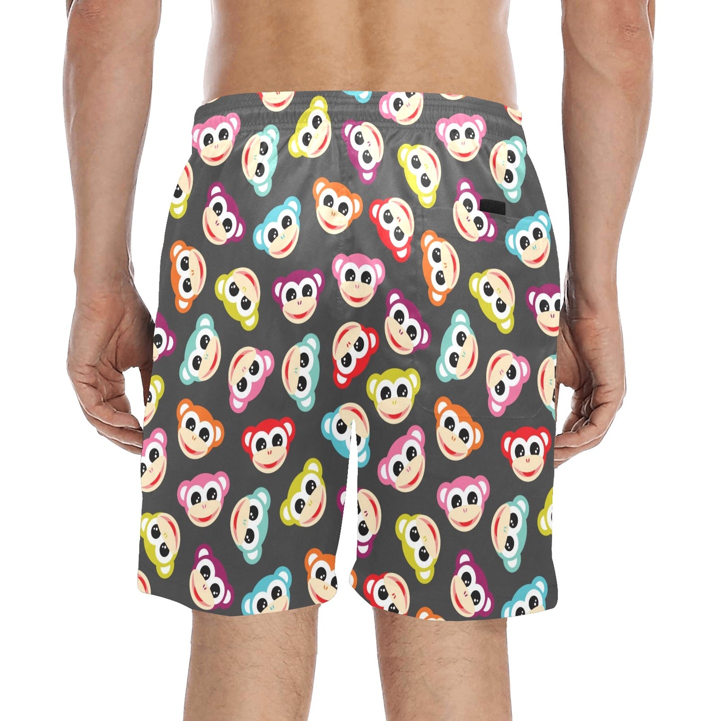 Monkey Head Design Themed Print Men's Swim Trunks Beach Shorts