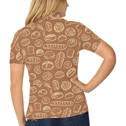 Bread Pattern Print Design 03 Women's Polo Shirt