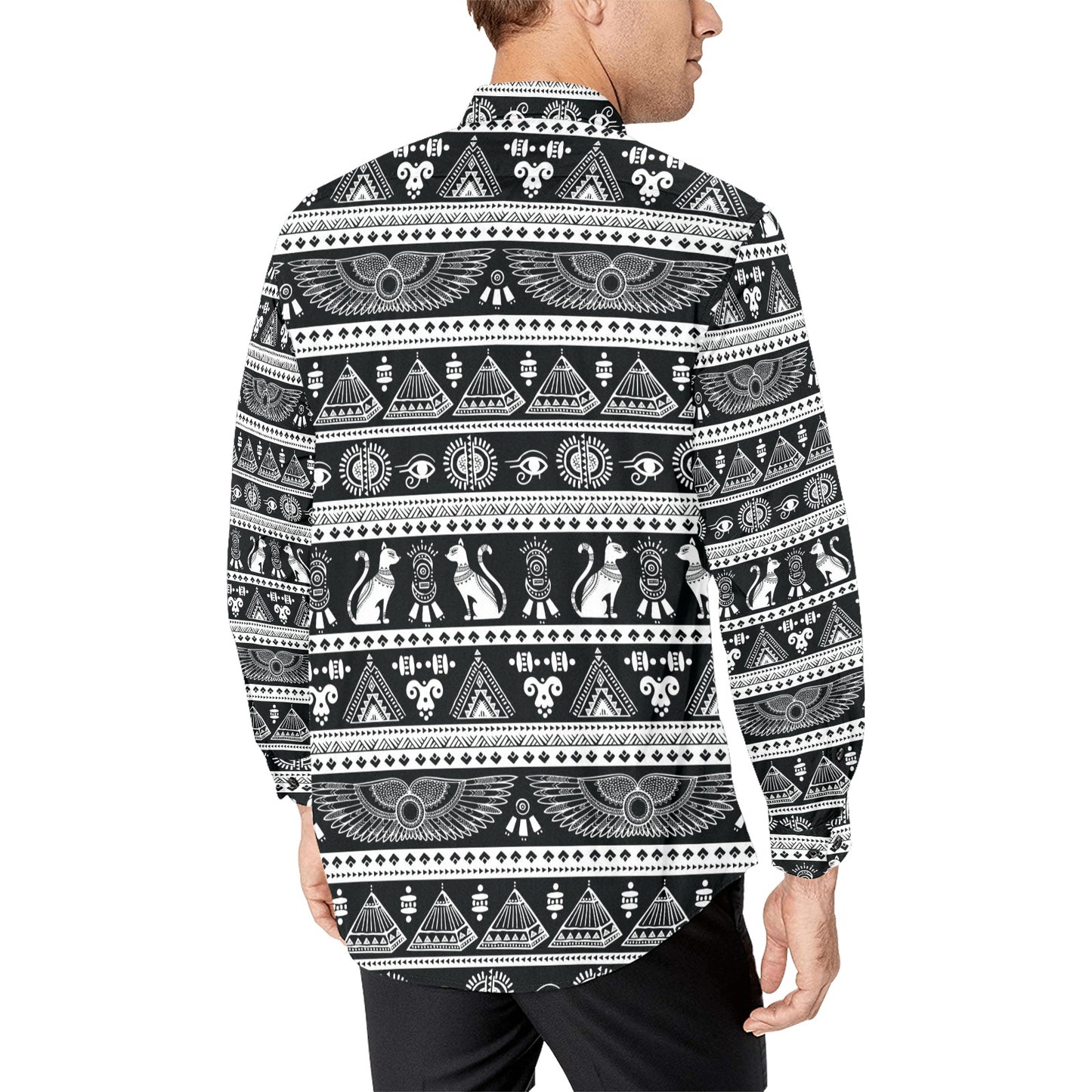 Tribal Pattern Print Design LKS305 Men's Long Sleeve Dress Shirt