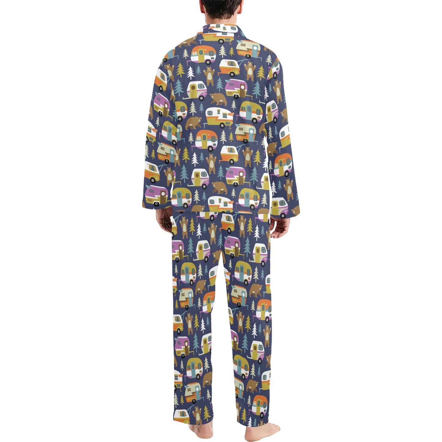 Camper Pattern Print Design 04 Men's Long Pajama Set