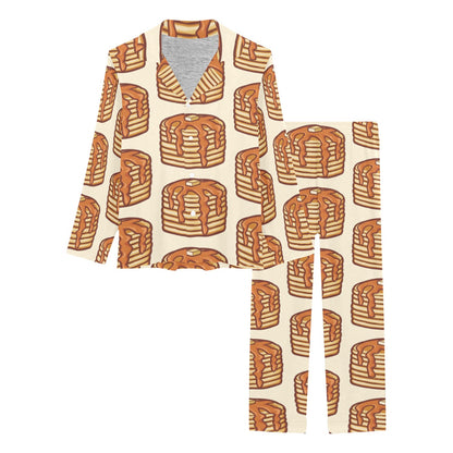 Pancake Pattern Print Design A02 Women's Long Pajama Set