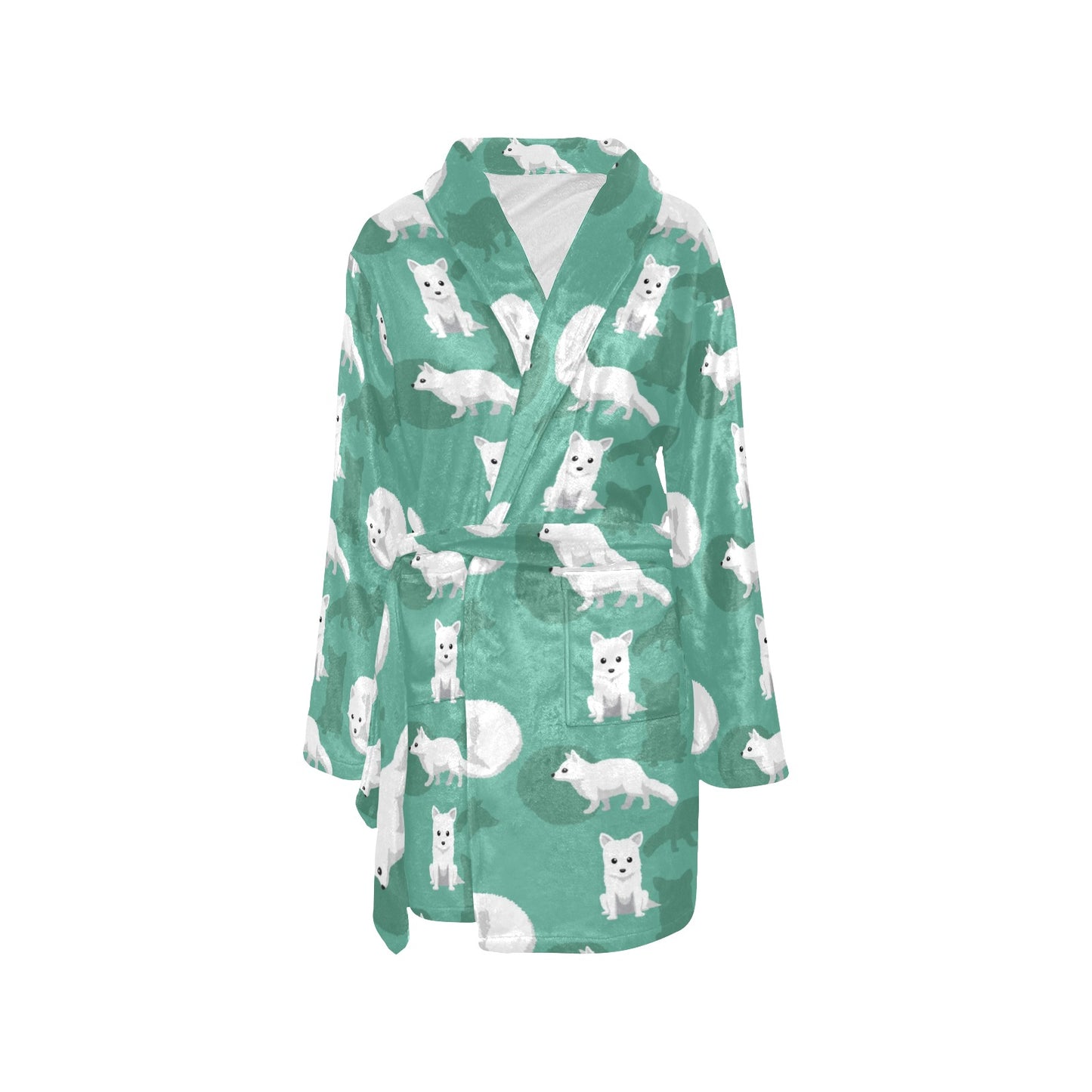 Arctic Fox Pattern Print Design Women's Fleece Robe