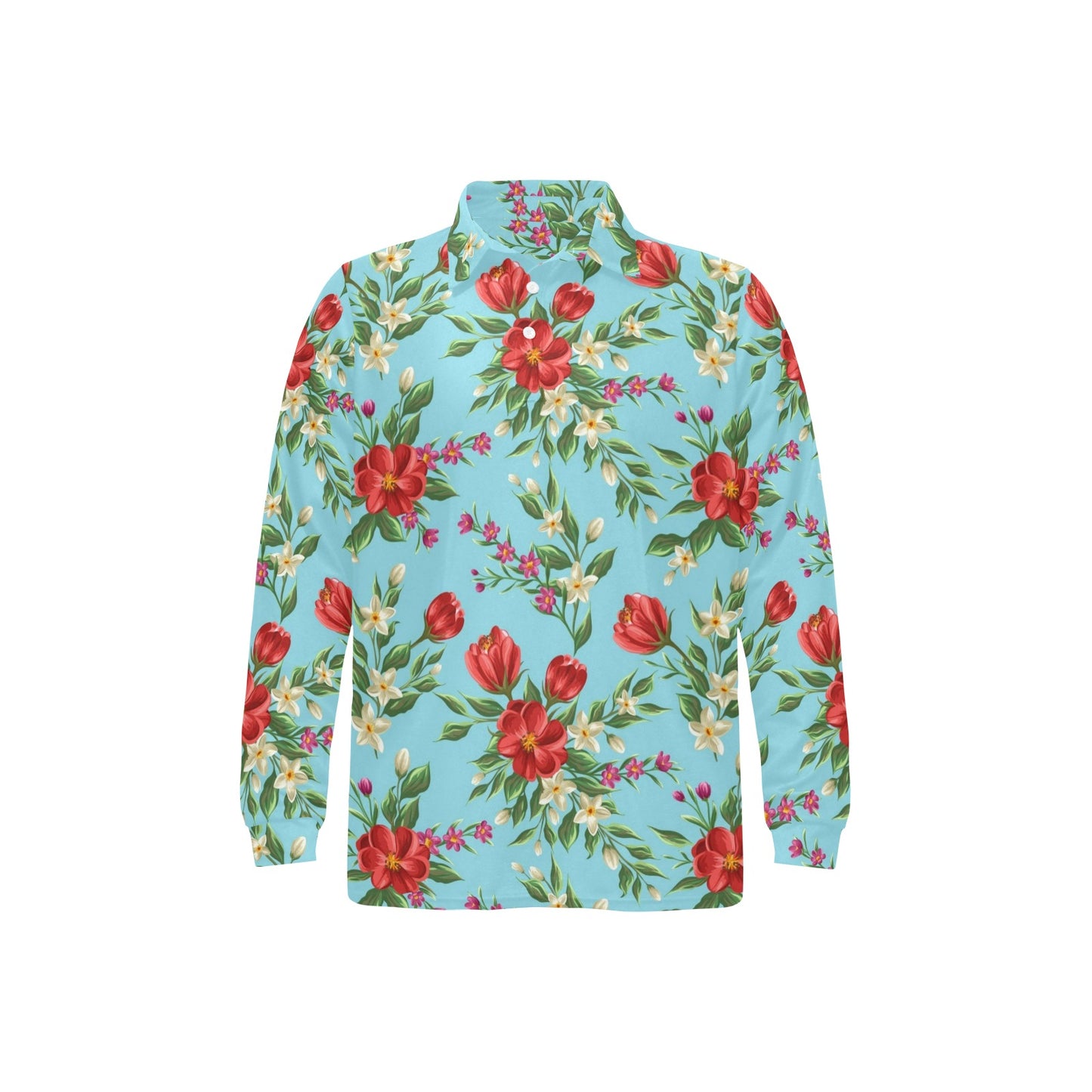 Summer Floral Pattern Print Design SF011 Long Sleeve Polo Shirt For Men's