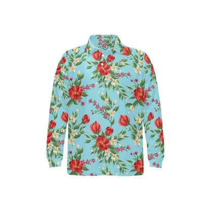 Summer Floral Pattern Print Design SF011 Long Sleeve Polo Shirt For Men's