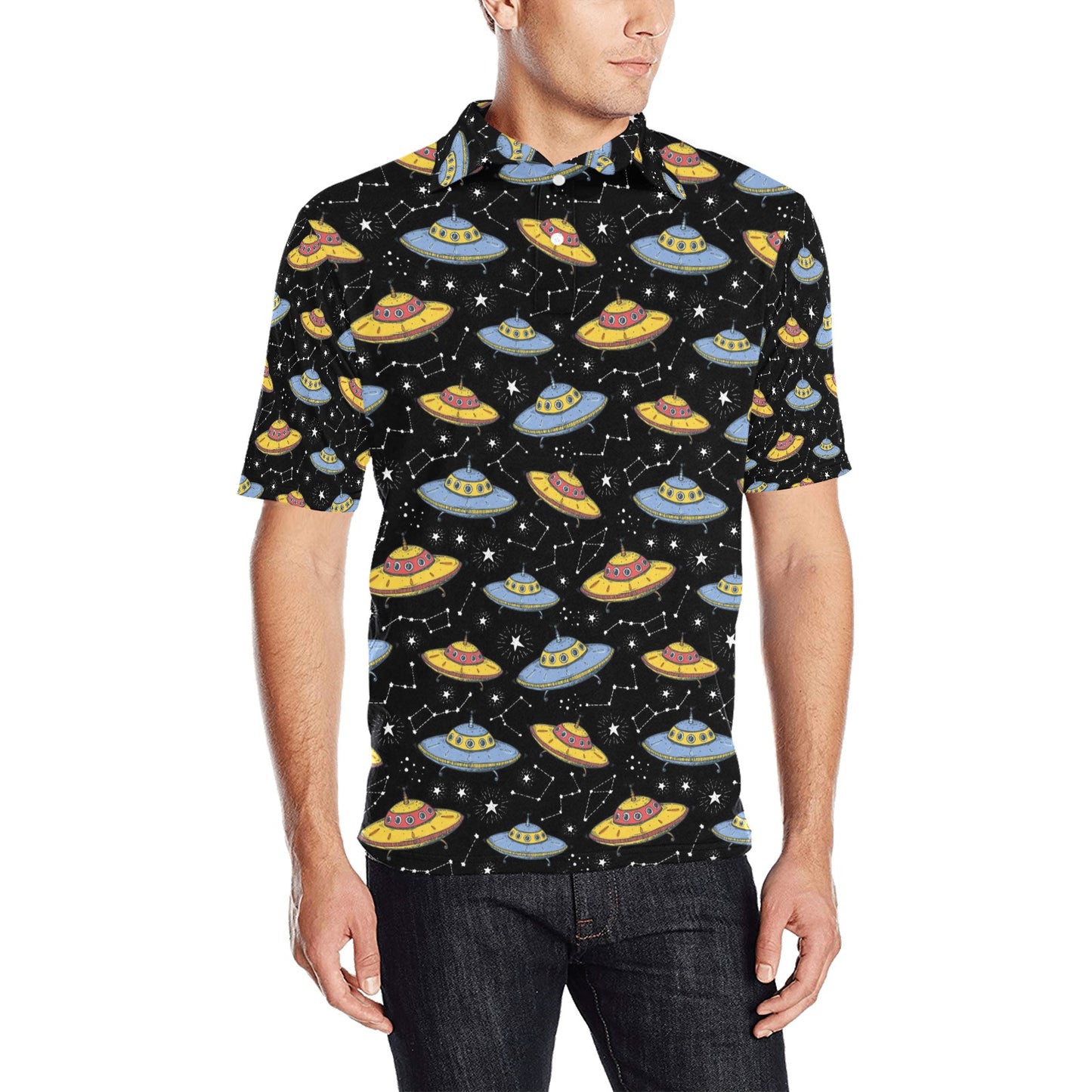UFO Print Design LKS307 Men Polo Shirt