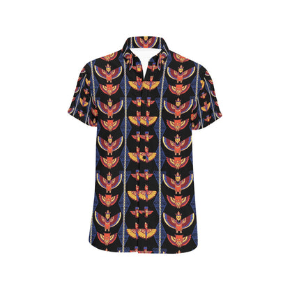 Totem Print Design LKS301 Men Short Sleeve Button Up Shirt
