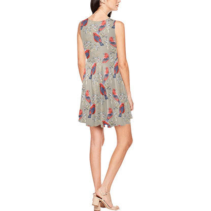 Birds Pattern Print Design 05 Sleeveless Dress