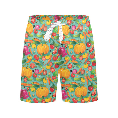 Vegan Colorful Themed Design Print Men's Swim Trunks Beach Shorts