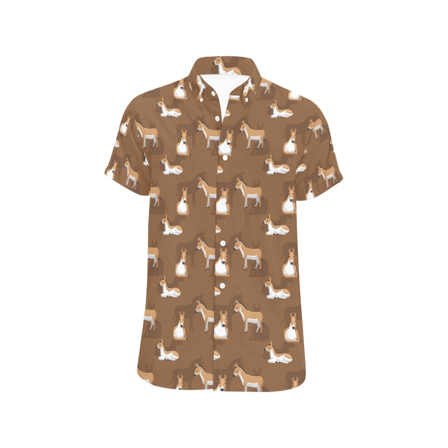 Donkey Print Design LKS401 Men Short Sleeve Button Up Shirt