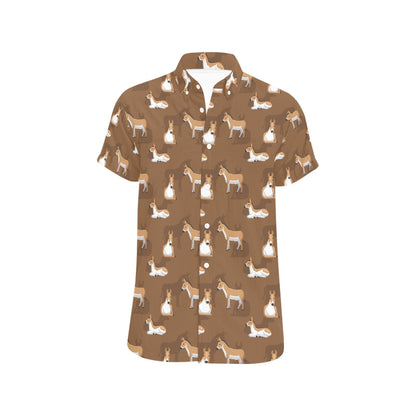 Donkey Print Design LKS401 Men Short Sleeve Button Up Shirt
