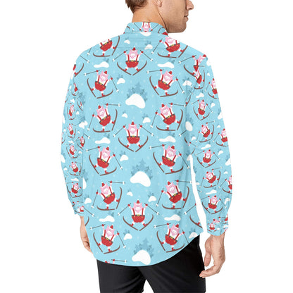 Ski Print Design LKS309 Men's Long Sleeve Dress Shirt