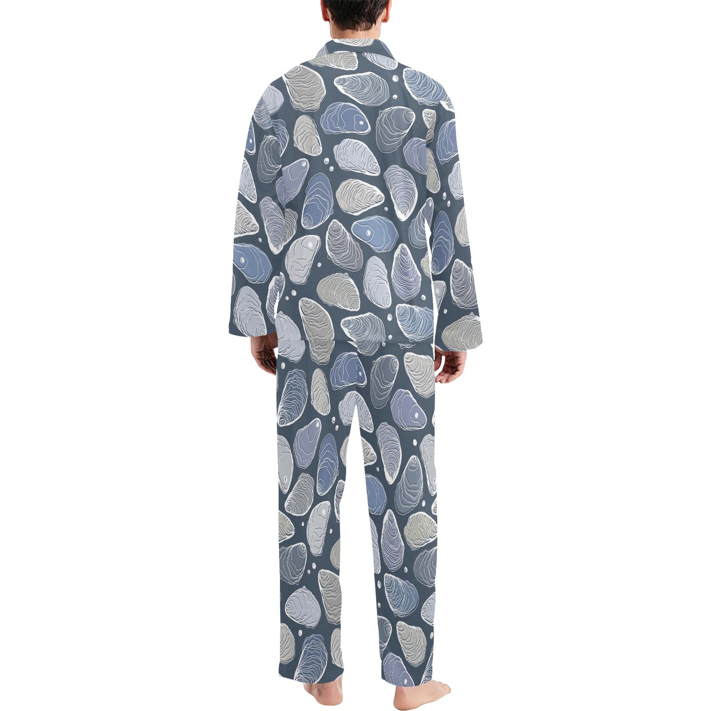 Oyster Pattern Print Design 02 Men's Long Pajama Set