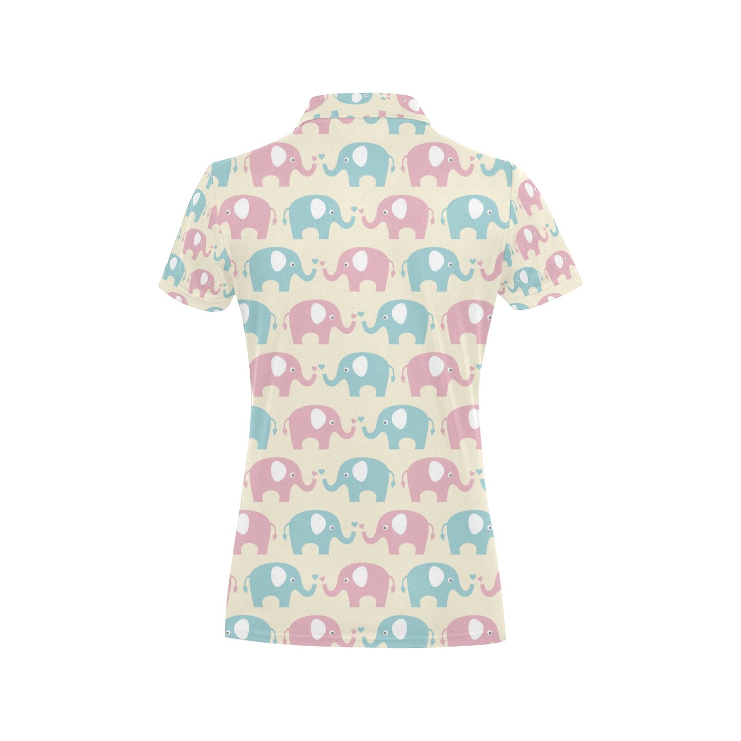 Elephant Baby Pastel Print Pattern Women's Polo Shirt