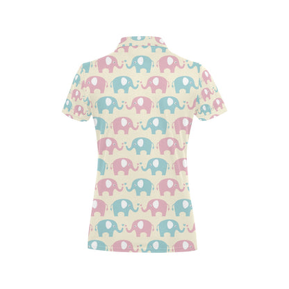 Elephant Baby Pastel Print Pattern Women's Polo Shirt