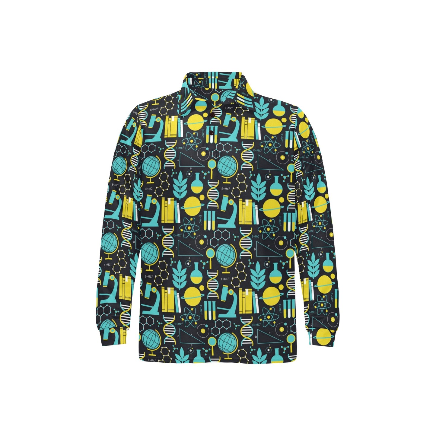 Science Print Design LKS301 Long Sleeve Polo Shirt For Men's