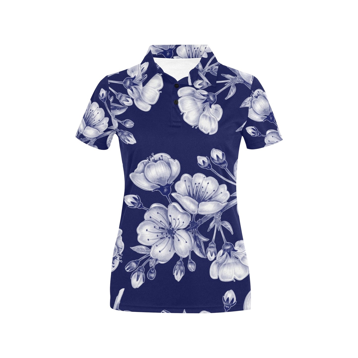 Cherry Blossom Pattern Print Design CB01 Women's Polo Shirt