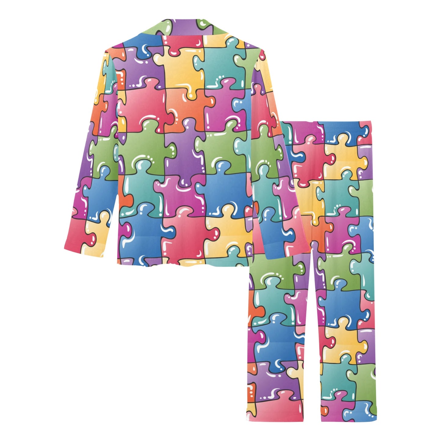 Puzzle Pattern Print Design A05 Women's Long Pajama Set