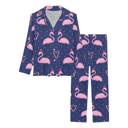Flamingo Christmas Women's Long Pajama Set