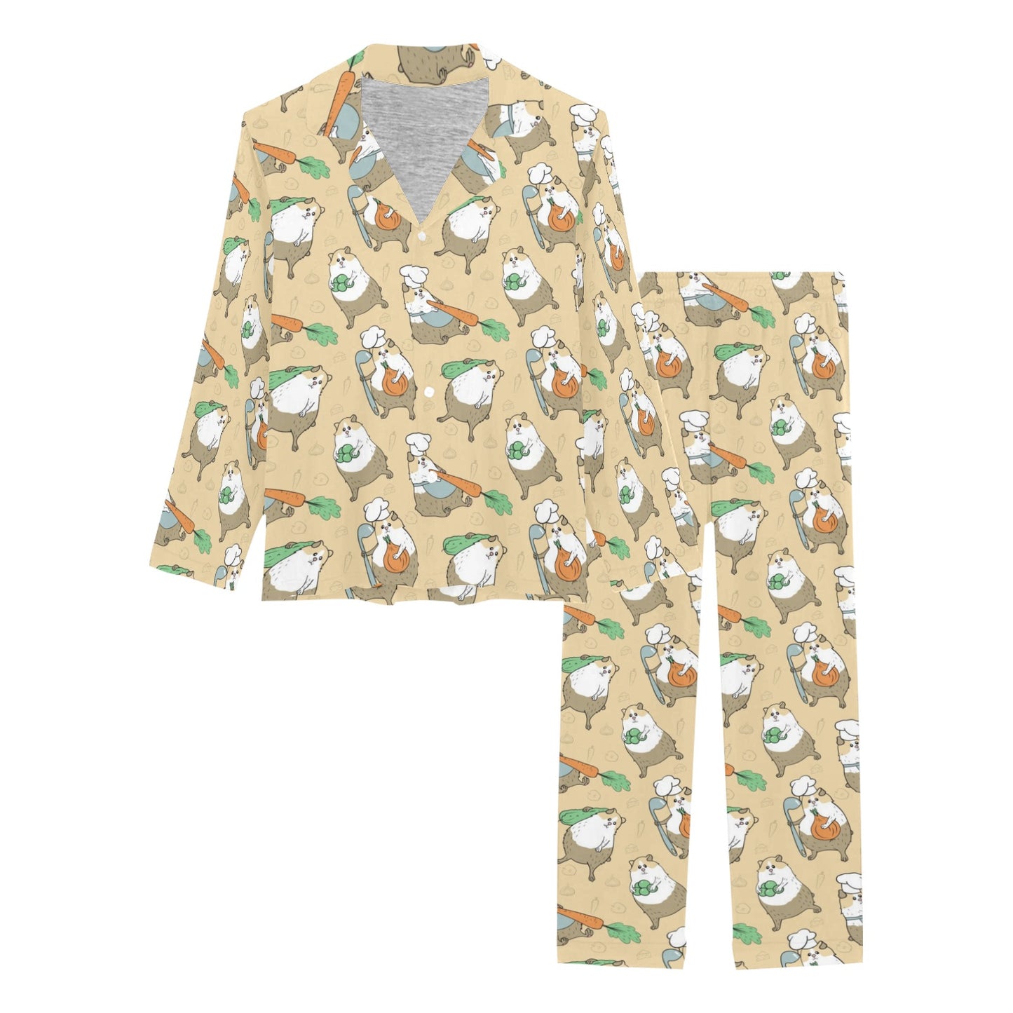 Guinea Pig Print Design LKS401 Women's Long Pajama Set