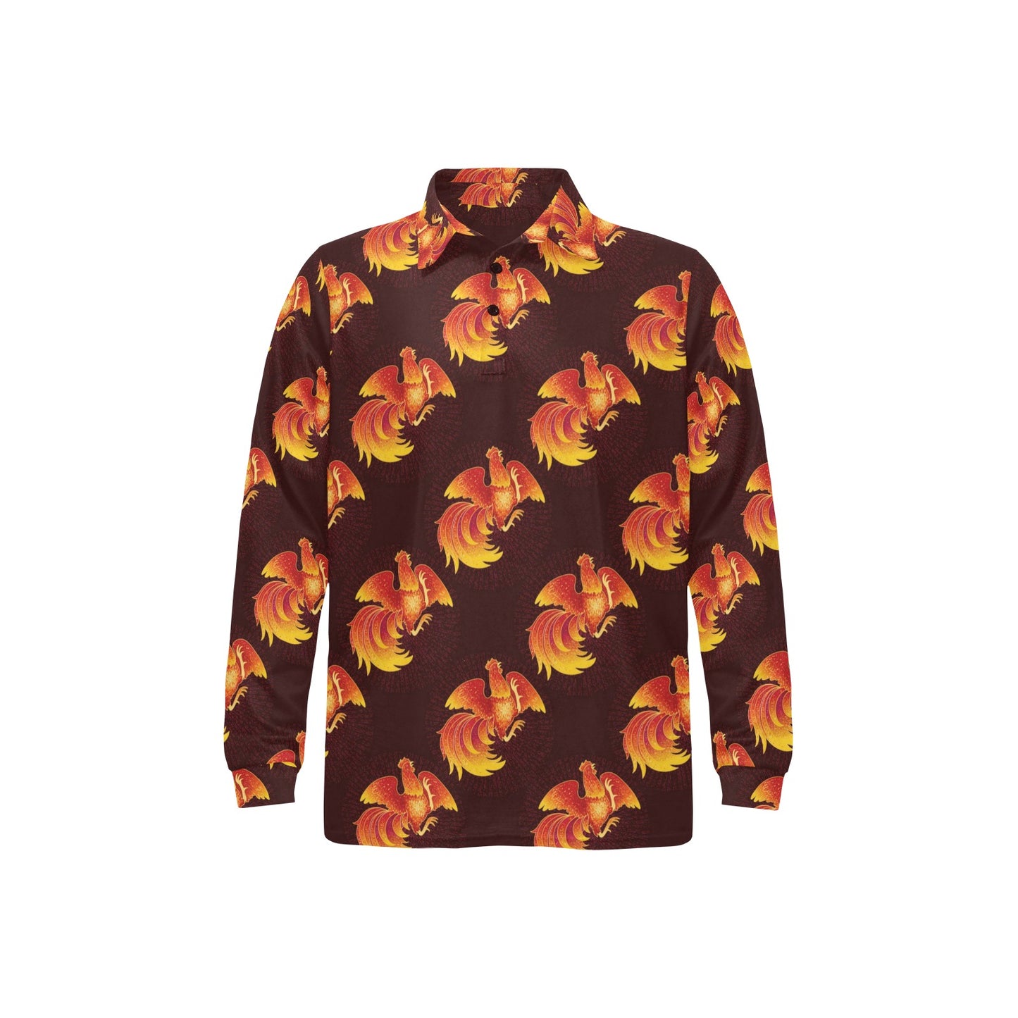 Rooster Pattern Print Design A04 Long Sleeve Polo Shirt For Men's