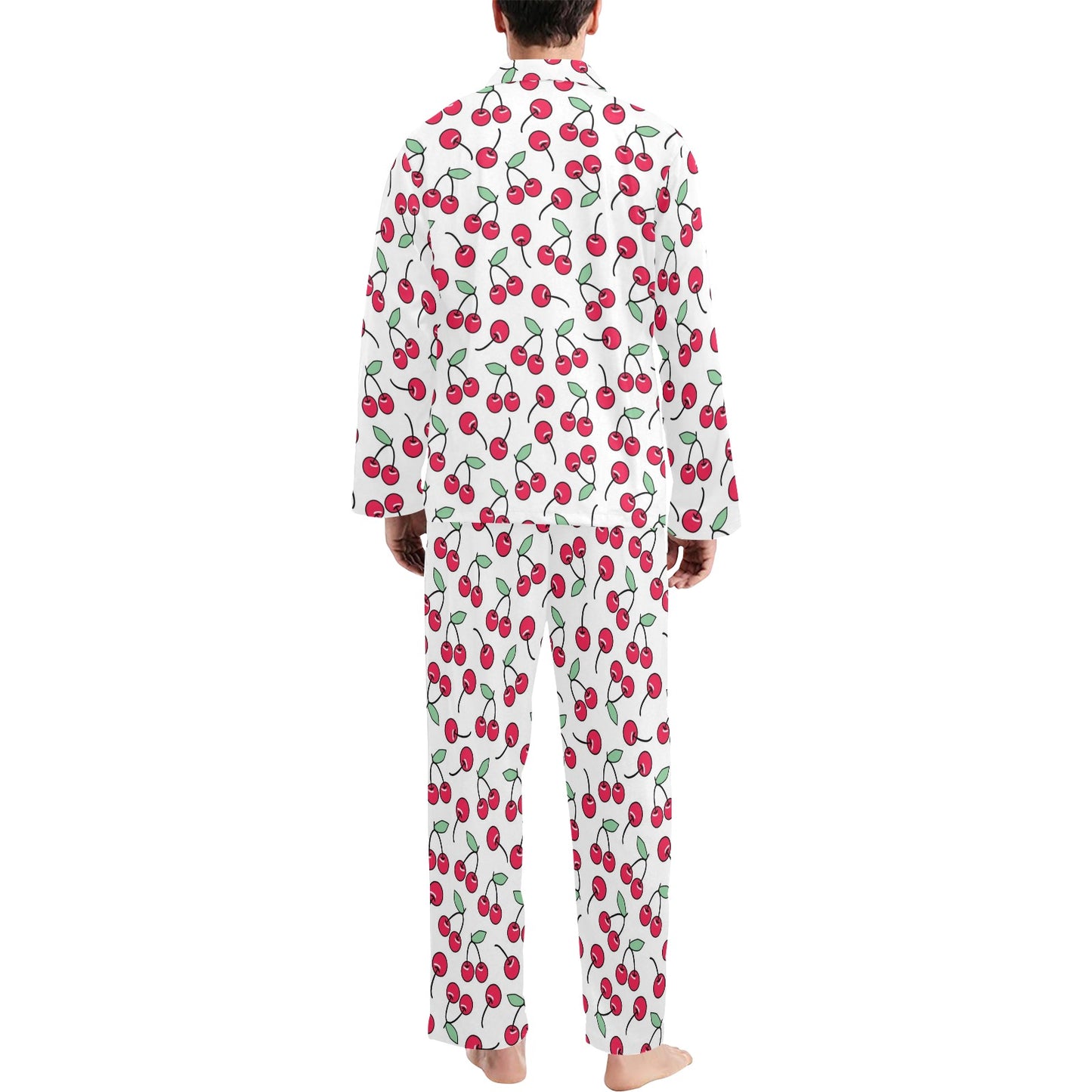 Cherry Pattern Print Design 03 Men's Long Pajama Set