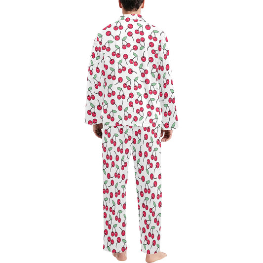 Cherry Pattern Print Design 03 Men's Long Pajama Set