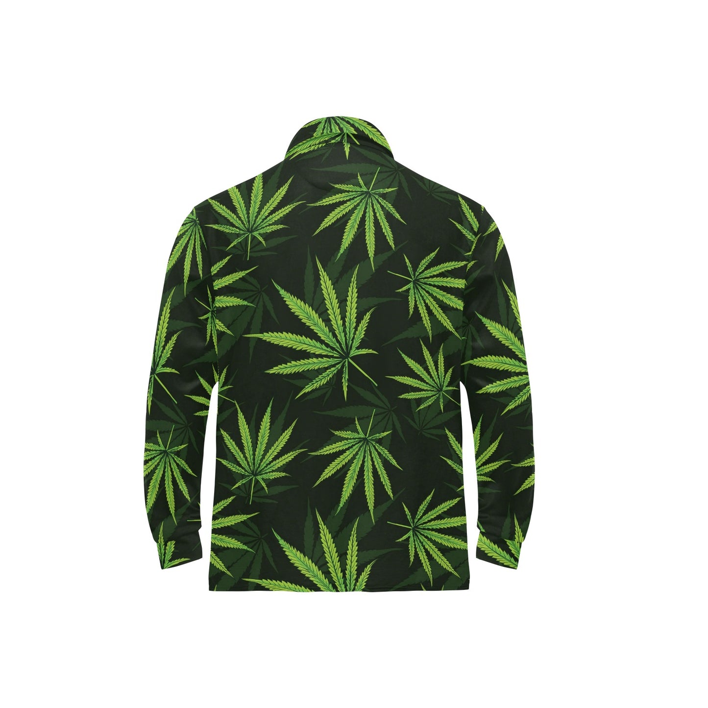 Pot Leaf Pattern Print Design A03 Long Sleeve Polo Shirt For Men's