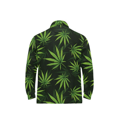 Pot Leaf Pattern Print Design A03 Long Sleeve Polo Shirt For Men's