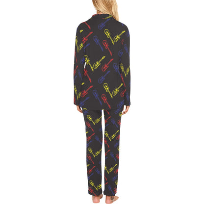 Electric Guitar Pattern Print Design 03 Women's Long Pajama Set