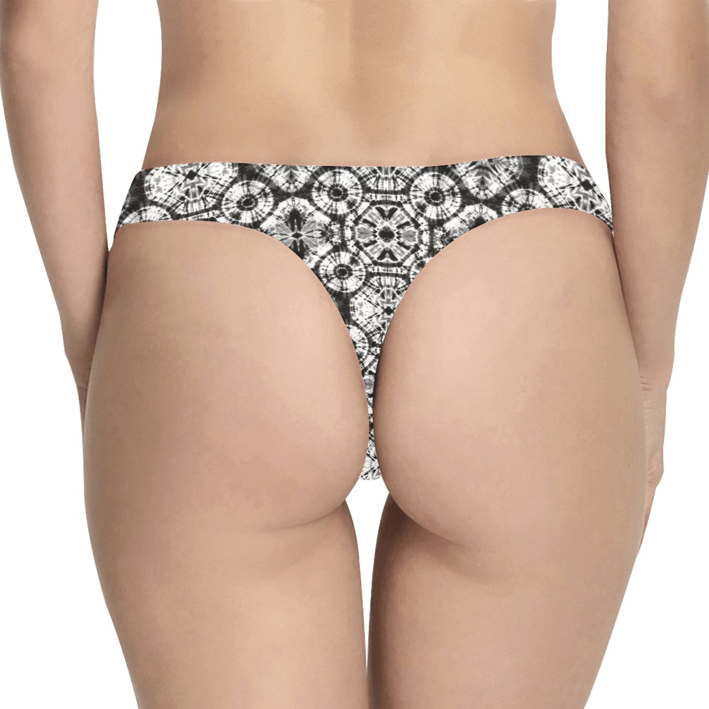 Tie Dye Black White Design Print Women's Thongs