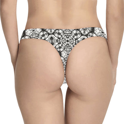 Tie Dye Black White Design Print Women's Thongs