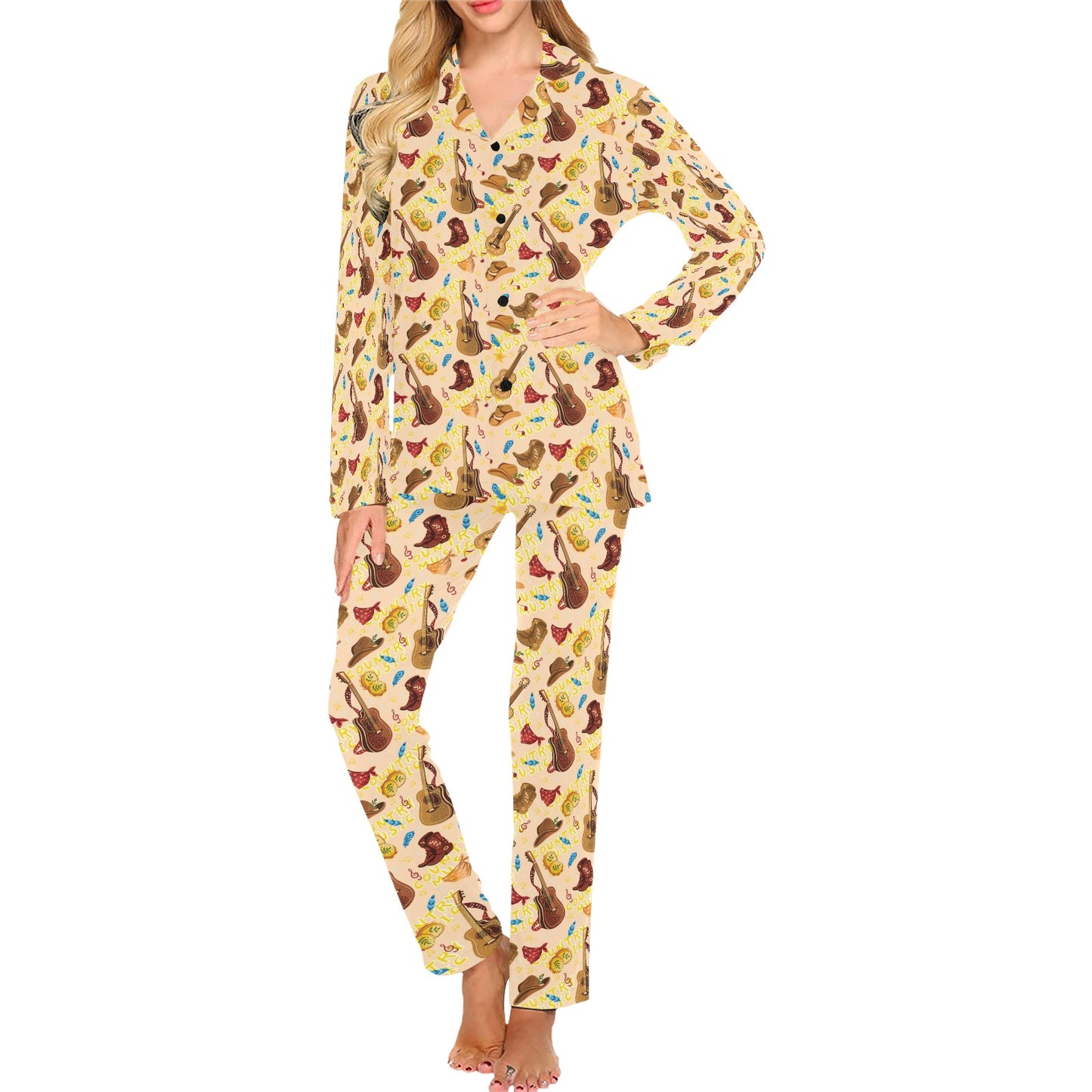 Western Lifestyle Print Design LKS303 Women's Long Pajama Set