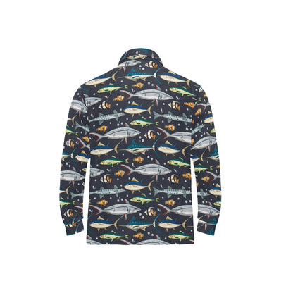 Swordfish Pattern Print Design 04 Long Sleeve Polo Shirt For Men's
