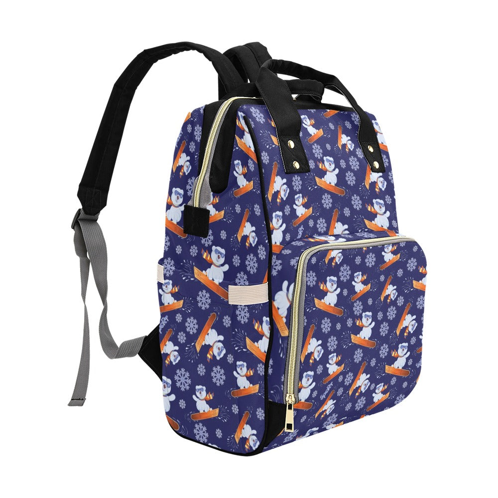 Snowboard Bear Print Design LKS305 Diaper Bag Backpack