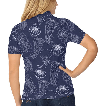 Jellyfish Pattern Print Design 05 Women's Polo Shirt