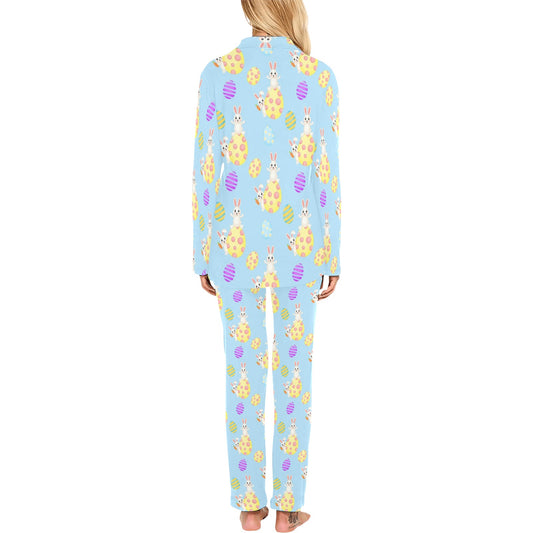 Easter Eggs Pattern Print Design RB015 Women's Long Pajama Set