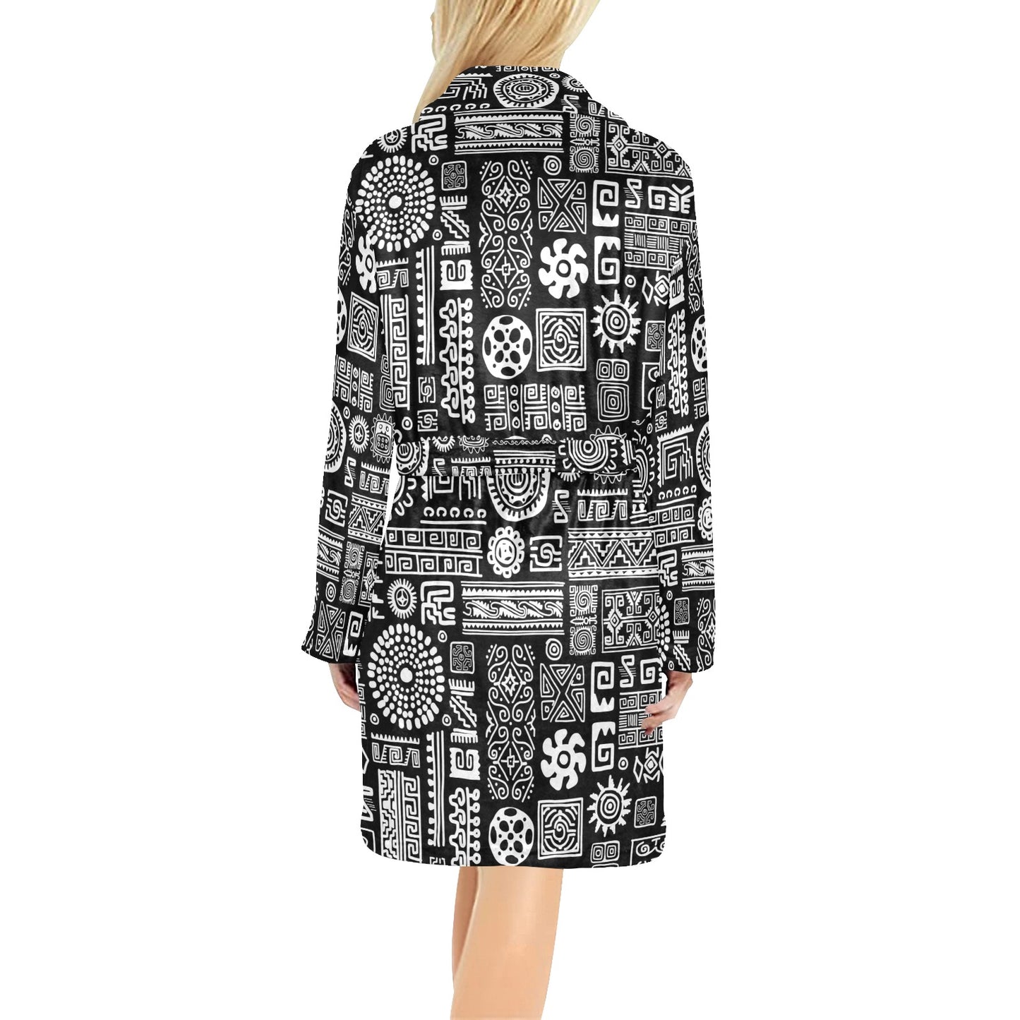 Polynesian Pattern Print Design A02 Women's Fleece Robe