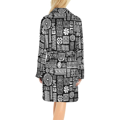 Polynesian Pattern Print Design A02 Women's Fleece Robe